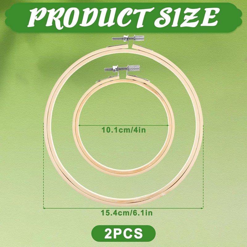 simarro 2 Pieces Embroidery Hoops, 4" and 6" Round Embroidery Hoops Bamboo Round Cross Stitch Hoops, Adjustable Frame Hoop for Embroidery, Cross Stitch, Art Craft Sewing, and DIY Decoration - Image 4